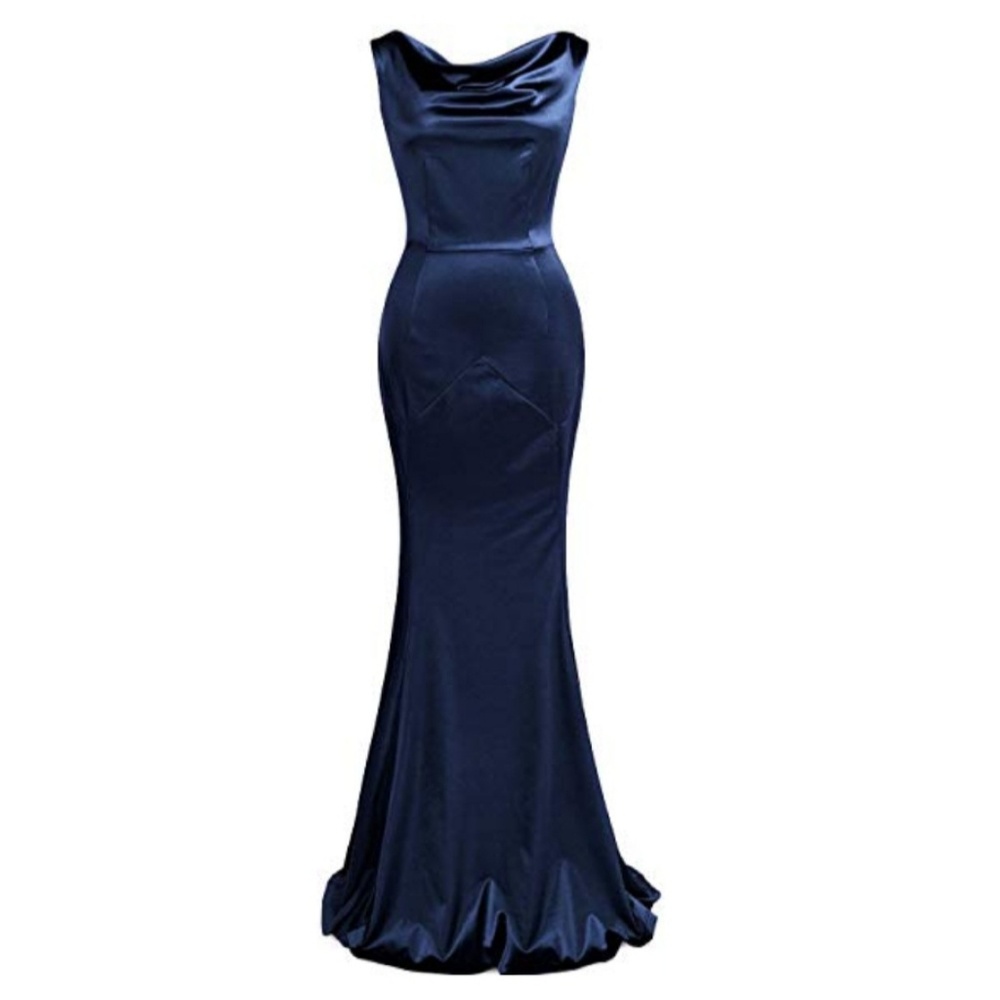 vintage style navy blue long formal dress 2xl